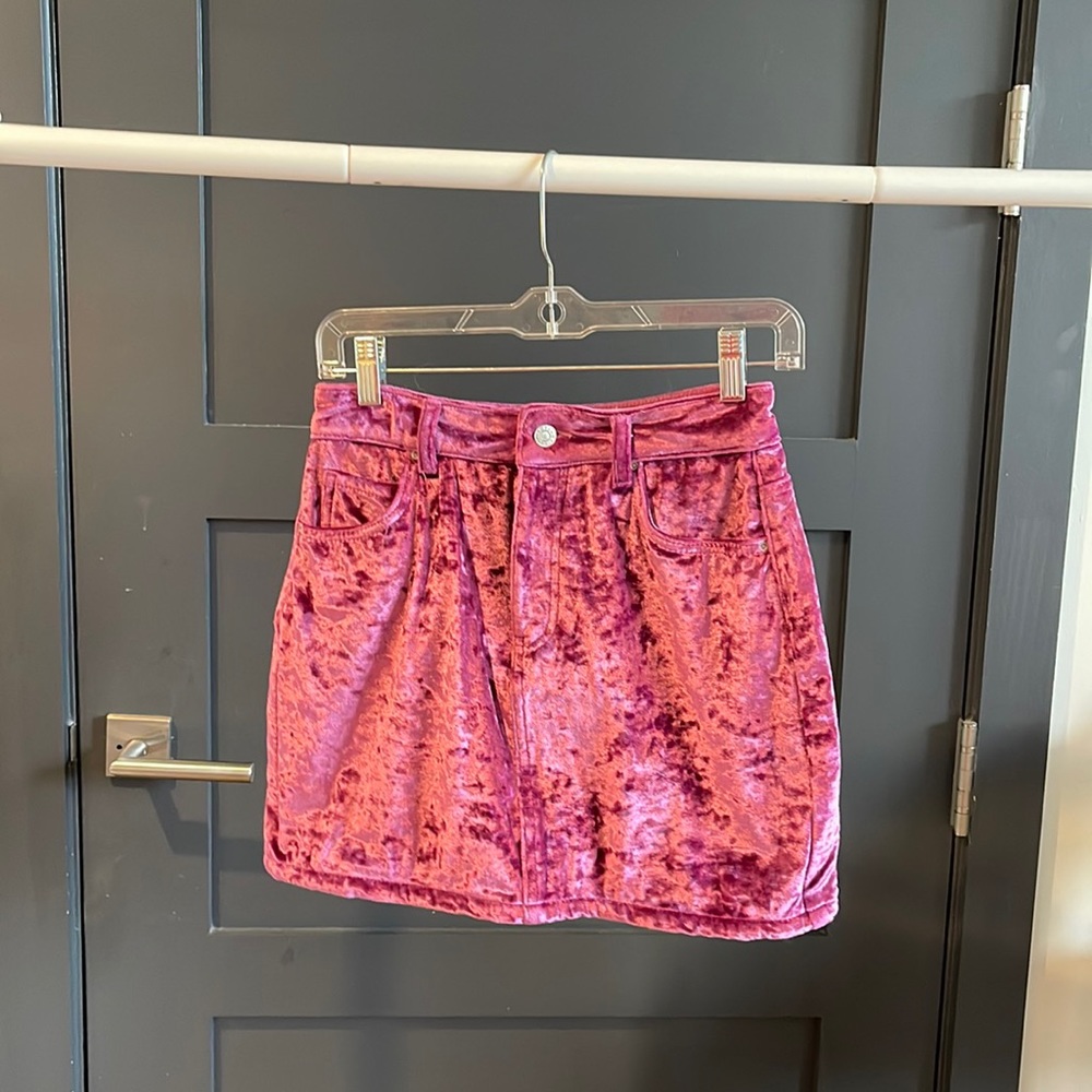 Topshop pink velvet skirt
